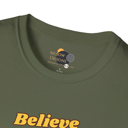 Believe & Achieve Motivational T-Shirt, Unisex Casual Tee, Perfect for Achievers, Gift for Graduations, Sports Events, or Daily Inspiration