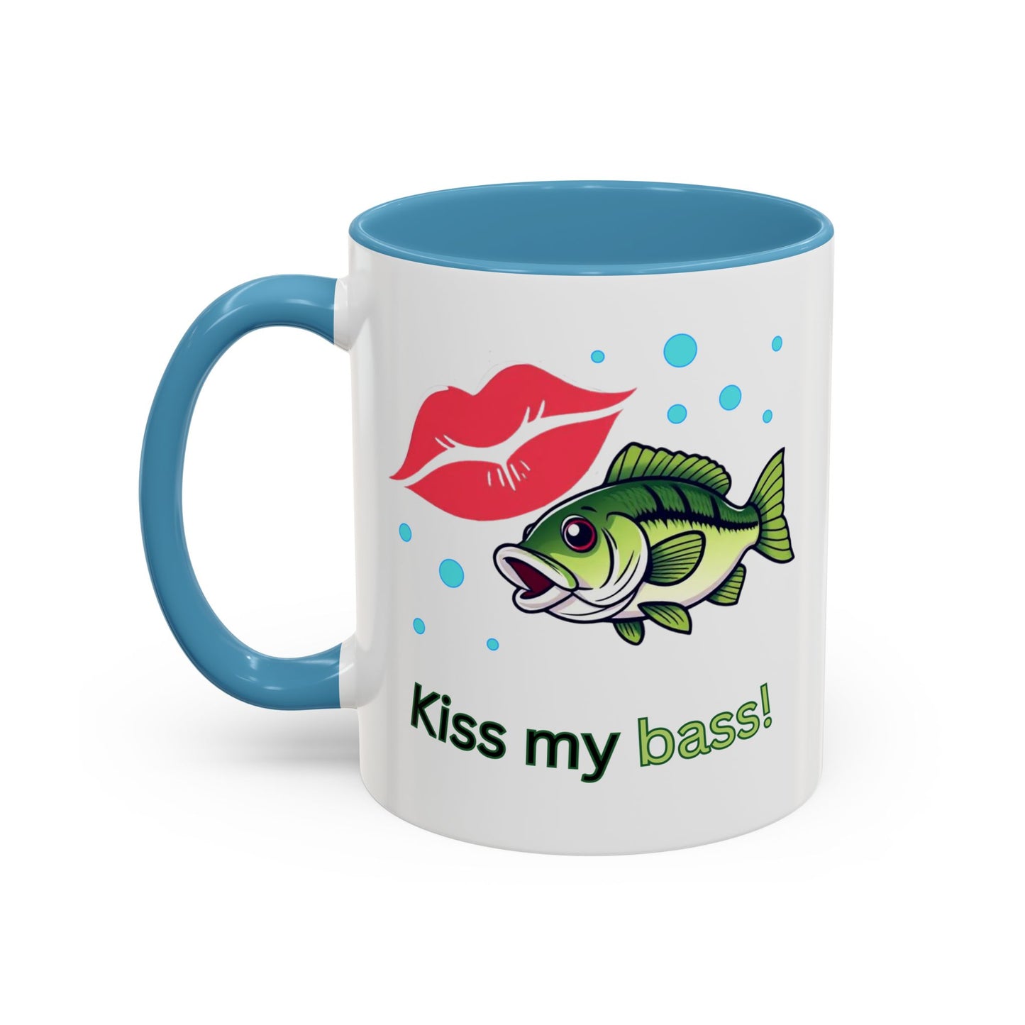 Funny Fishing Mug, Kiss My Bass Coffee Cup, Great for Anglers, Unique Gift for Dad, Humorous Fishing Lover Present, 11oz