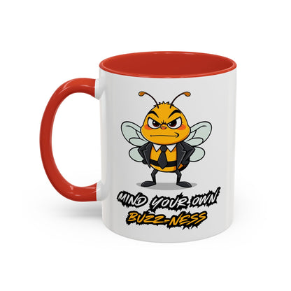 Mind Your Own Buzz-ness Accent Coffee Mug | Funny Bee Gift for Coffee Lovers, Bee Lover Mug, Humorous Kitchen Decor, Perfect for Gifts, Spring Time