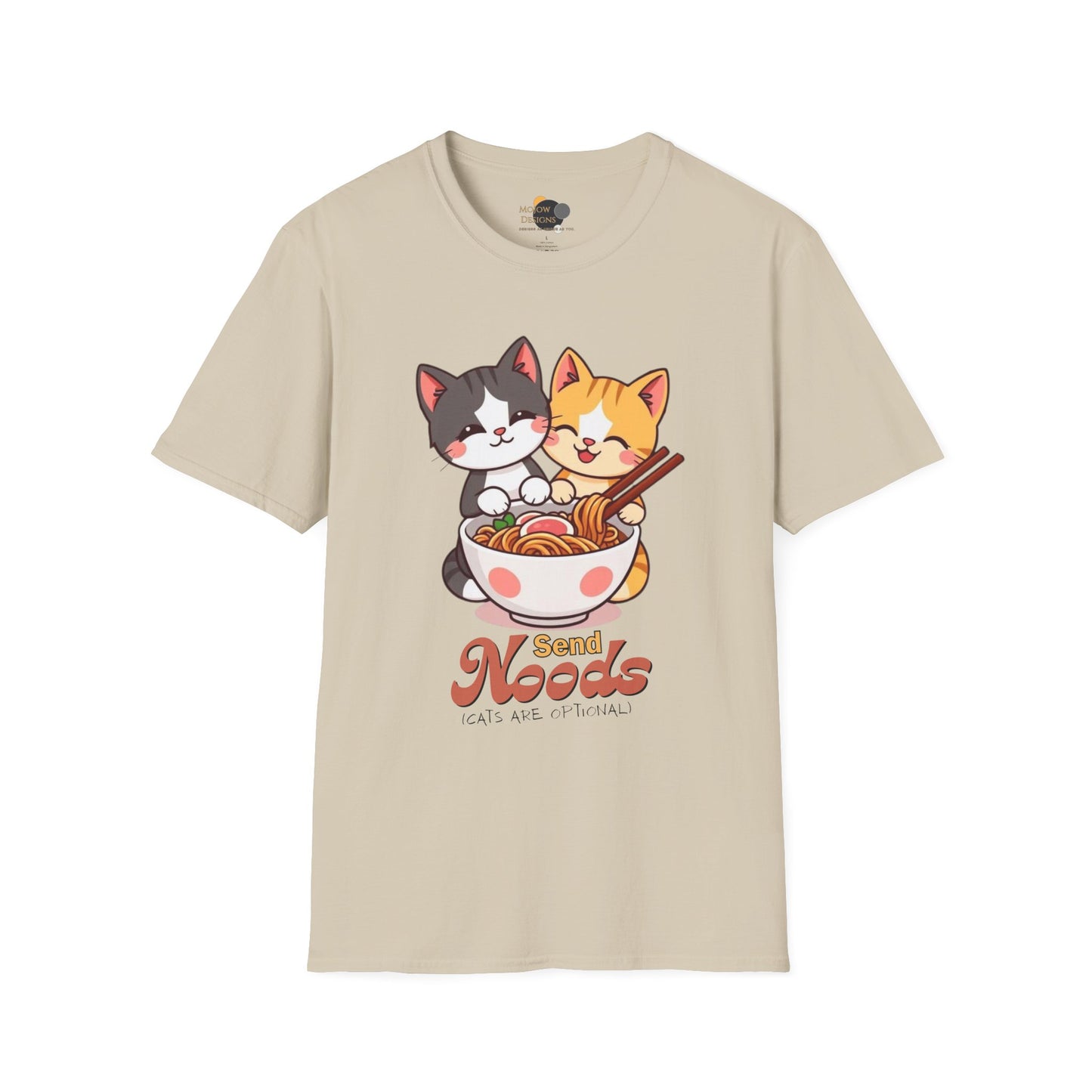 Cute Cat Noodle Lovers Unisex Softstyle T-Shirt, Pet Lover Gift, Casual Top, Fun Gift for Foodies, Anime Inspired Tee