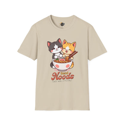 Cute Cat Noodle Lovers Unisex Softstyle T-Shirt, Pet Lover Gift, Casual Top, Fun Gift for Foodies, Anime Inspired Tee