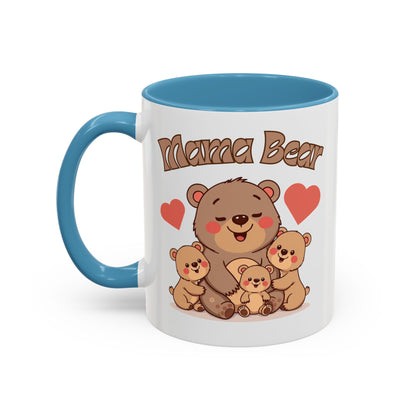 Mama Bear Accent Coffee Mug – Perfect Gift for Moms, Cute Bear Design, Tea or Coffee Lover, Mother’s Day, Birthday, Baby Shower