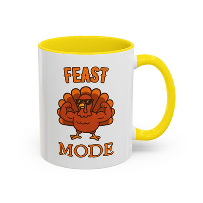 Thanksgiving Feast Mode Coffee Mug, Fun Turkey Mug, Holiday Coffee Cup, Unique Gift for Food Lovers, Fall Celebration Drinkware