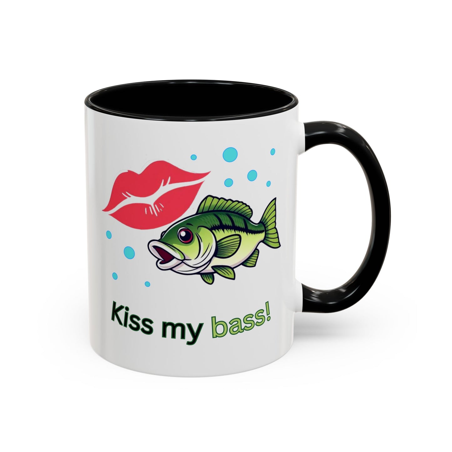 Funny Fishing Mug, Kiss My Bass Coffee Cup, Great for Anglers, Unique Gift for Dad, Humorous Fishing Lover Present, 11oz