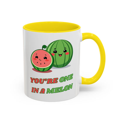 Cute Watermelon Coffee Mug - You're One in a Melon, Gift for Fruit Lovers, Summer Vibes, Inspirational Mug, Kitchen Decor