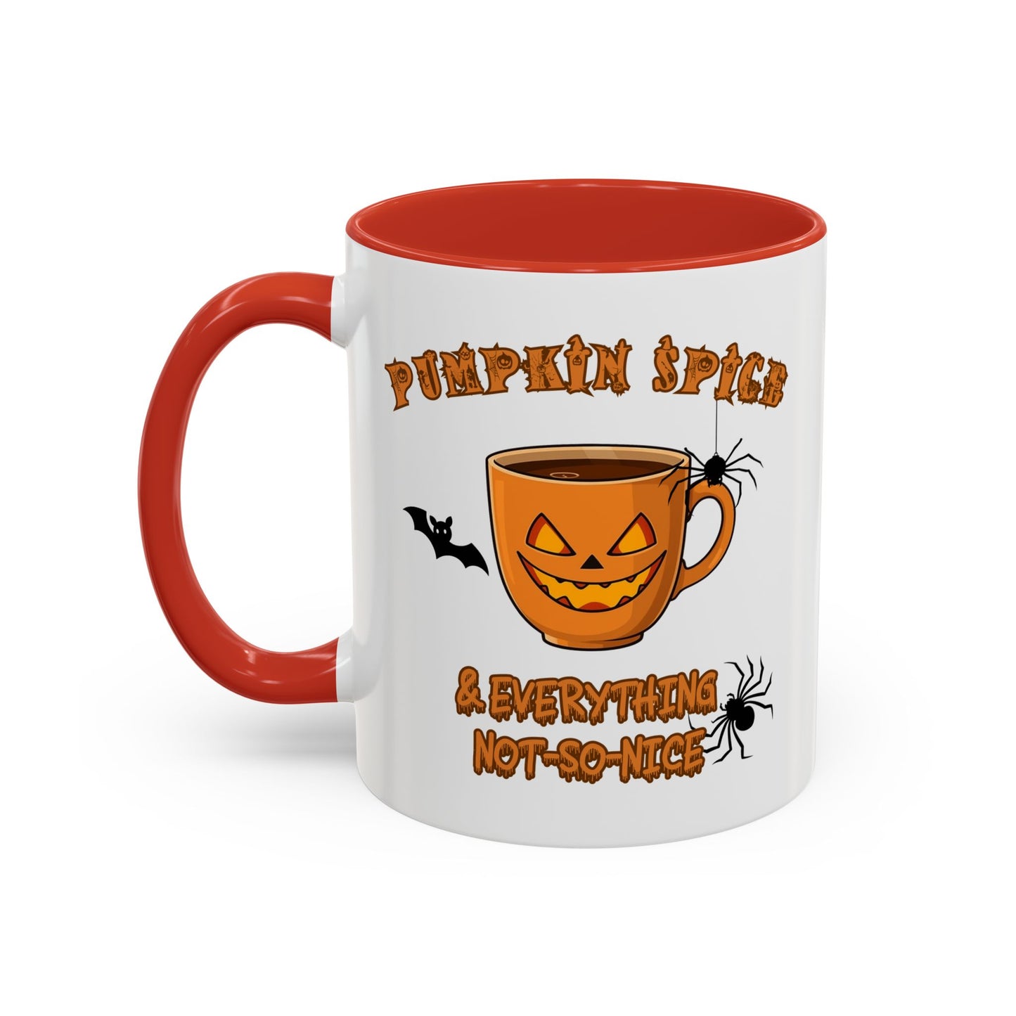 Halloween Pumpkin Spice Coffee Mug, Spooky Gift for Fall, Black Handle, Autumn Decor, Seasonal Coffee Cup