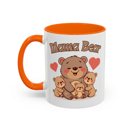 Mama Bear Accent Coffee Mug – Perfect Gift for Moms, Cute Bear Design, Tea or Coffee Lover, Mother’s Day, Birthday, Baby Shower