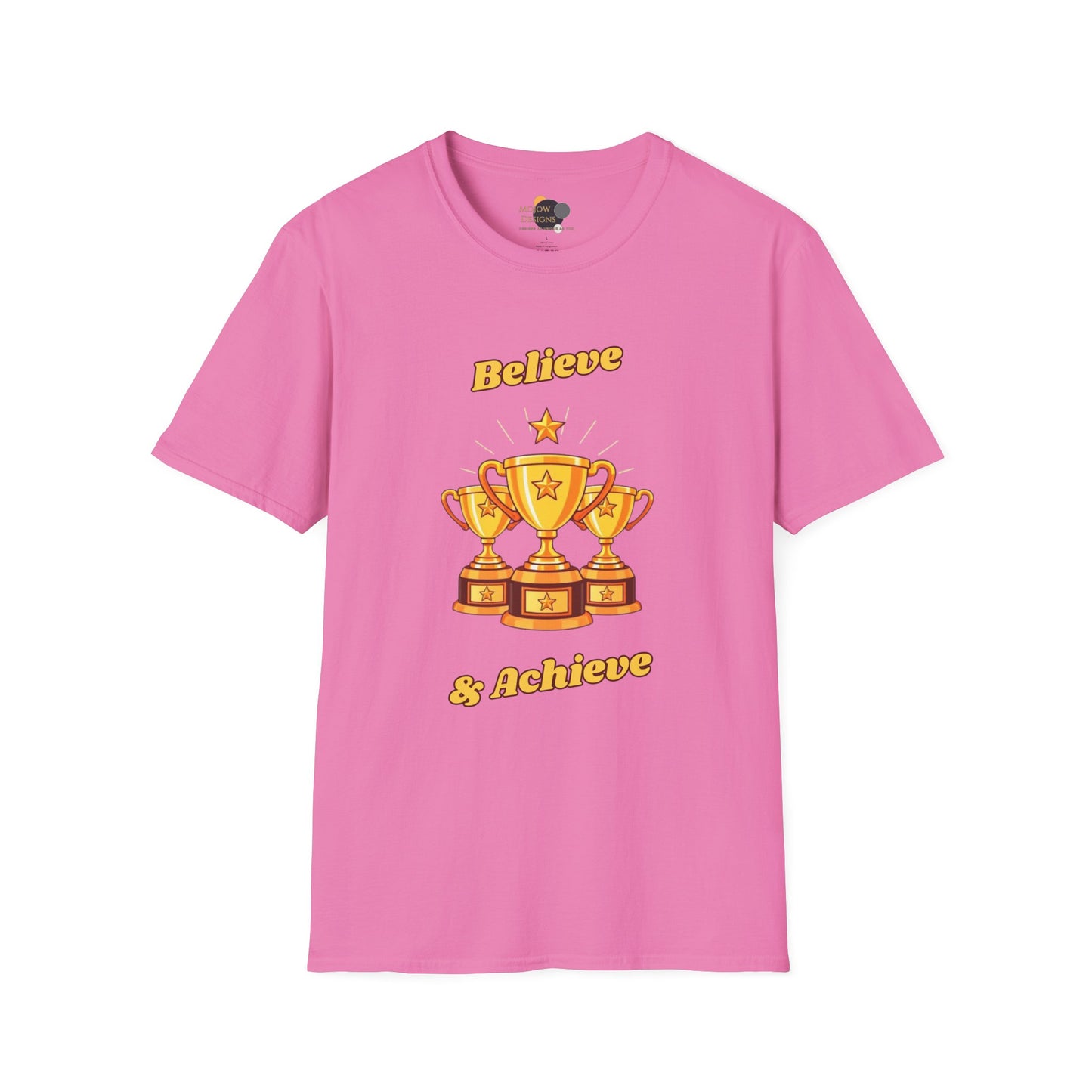 Believe & Achieve Motivational T-Shirt, Unisex Casual Tee, Perfect for Achievers, Gift for Graduations, Sports Events, or Daily Inspiration