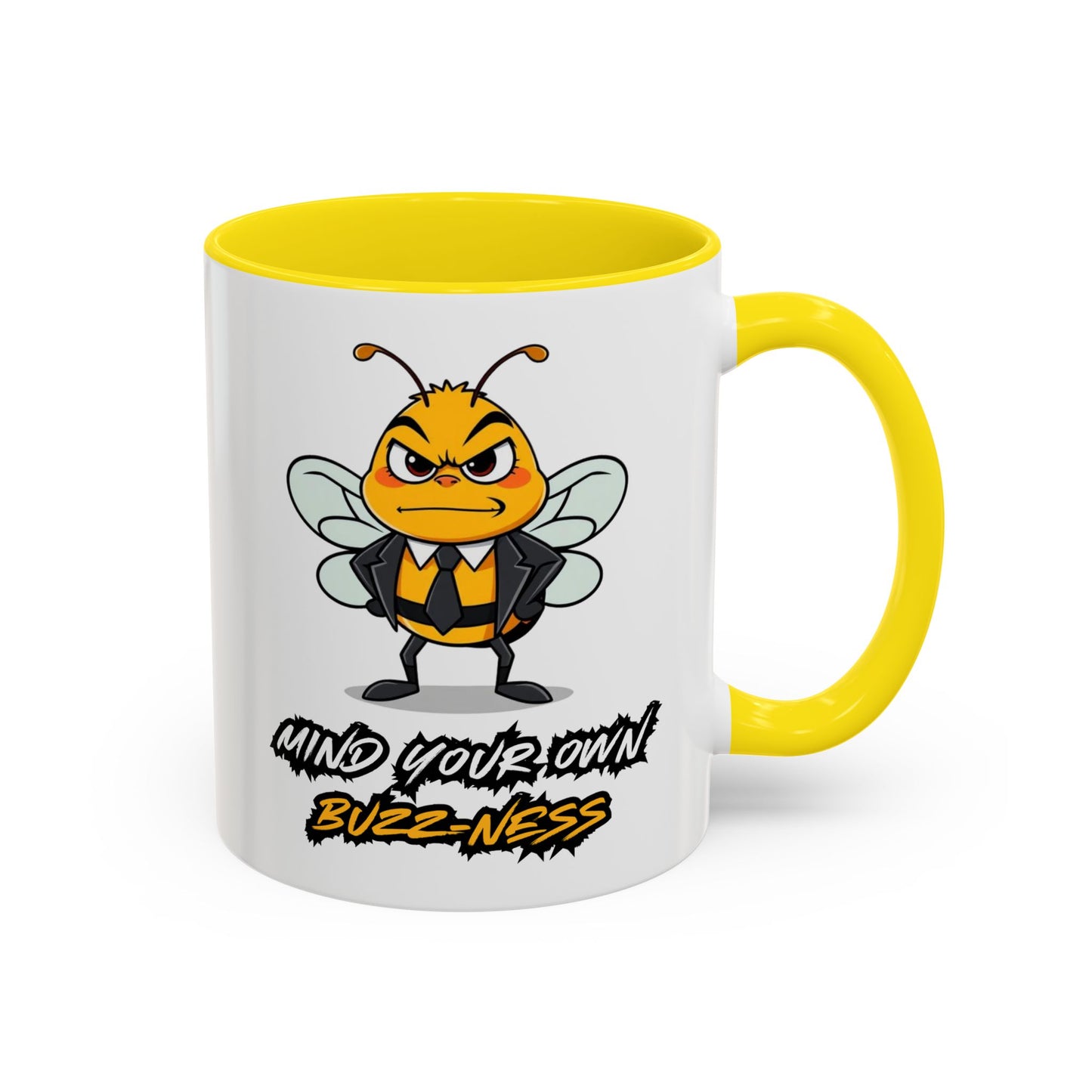 Mind Your Own Buzz-ness Accent Coffee Mug | Funny Bee Gift for Coffee Lovers, Bee Lover Mug, Humorous Kitchen Decor, Perfect for Gifts, Spring Time