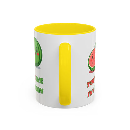 Cute Watermelon Coffee Mug - You're One in a Melon, Gift for Fruit Lovers, Summer Vibes, Inspirational Mug, Kitchen Decor