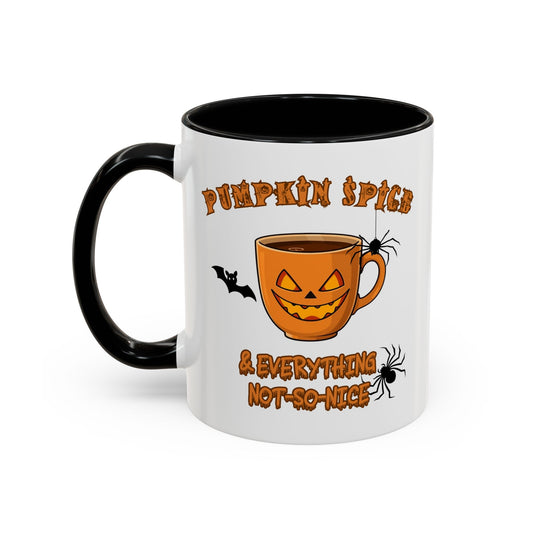 Halloween Pumpkin Spice Coffee Mug, Spooky Gift for Fall, Black Handle, Autumn Decor, Seasonal Coffee Cup