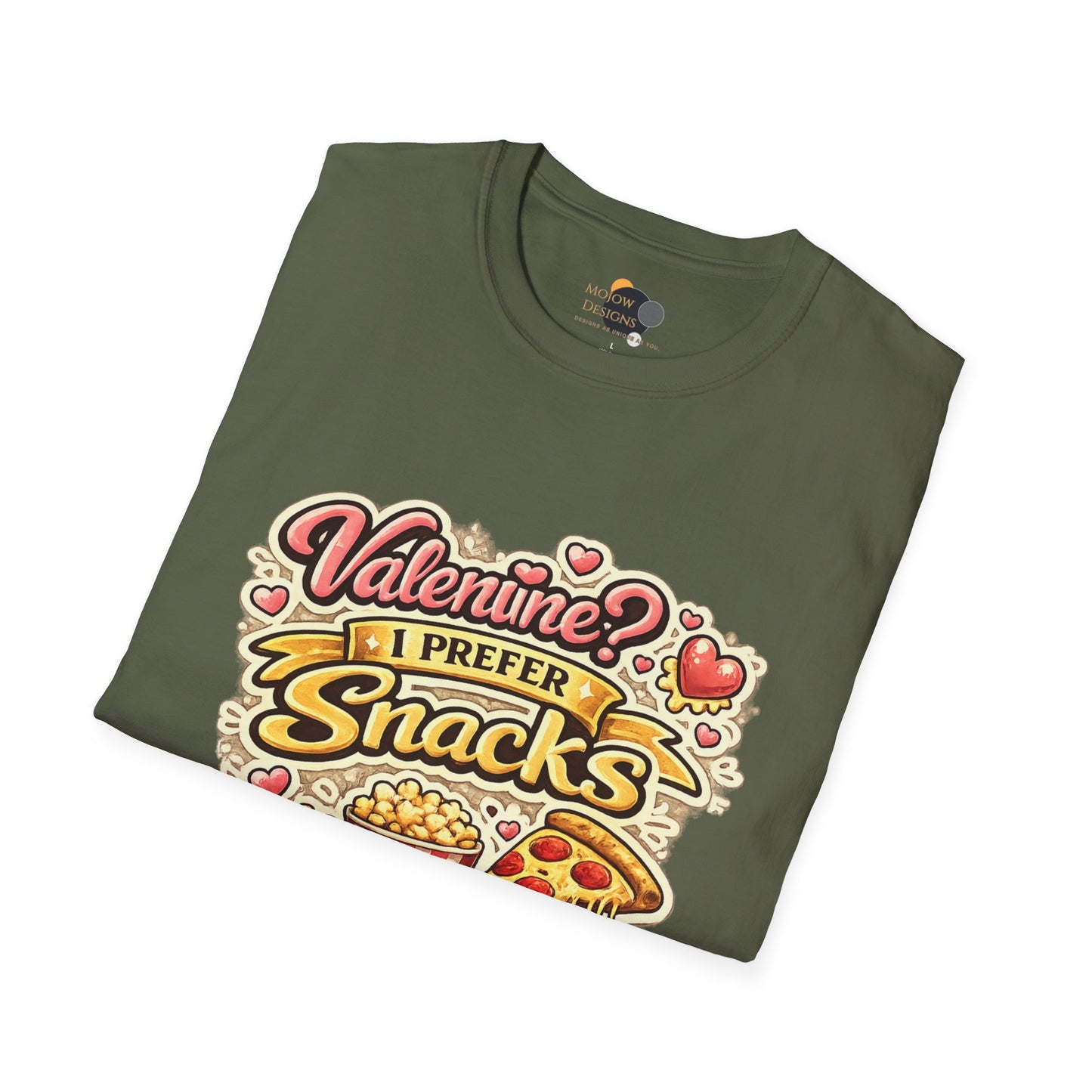 Valentine? I Prefer Snacks T-Shirt — Funny Valentine’s Day Food Lover Tee