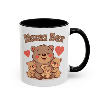 Mama Bear Accent Coffee Mug – Perfect Gift for Moms, Cute Bear Design, Tea or Coffee Lover, Mother’s Day, Birthday, Baby Shower