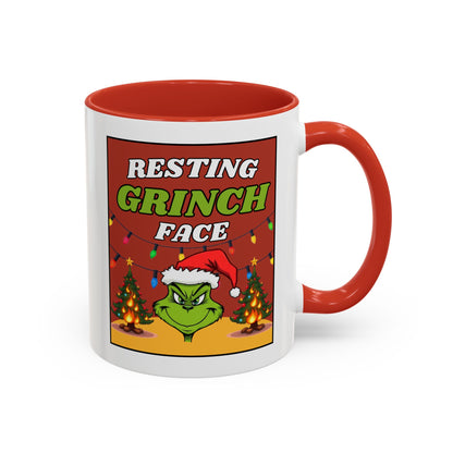 Resting Grinch Face Coffee Mug — Holiday Funny Christmas Mug