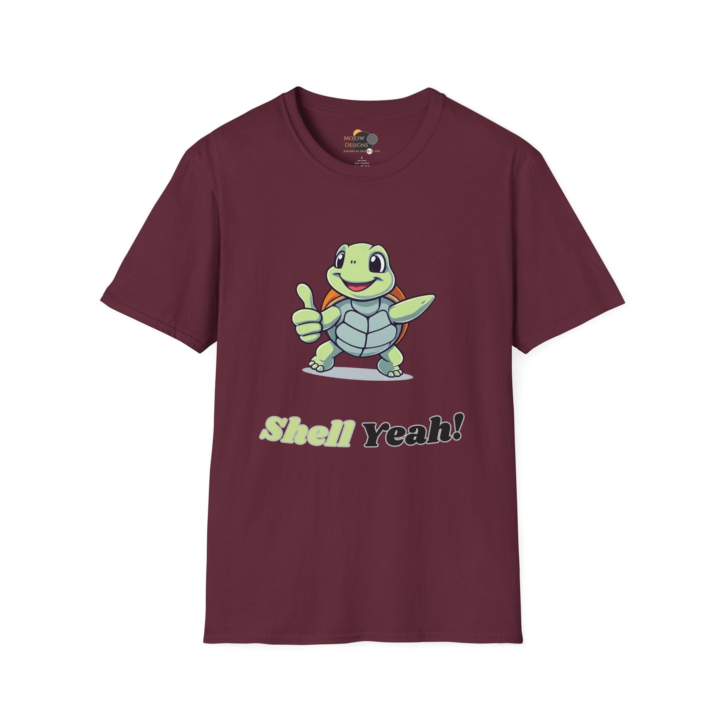 Shell Yeah! Unisex Softstyle T-Shirt, Cute Turtle Tee, Animal Lover Apparel, Gift for Kids and Adults, Fun Summer Shirt, Cartoon Graphic Tee