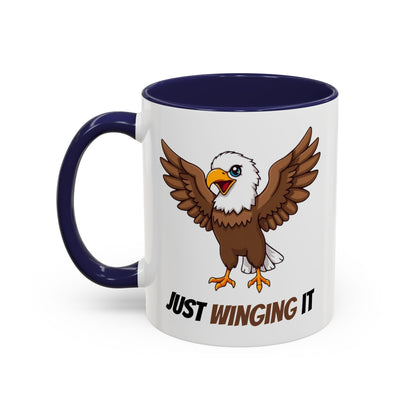 Just Winging It Coffee Mug - Fun Eagle Design, Motivational Mug, Perfect for Gifts, Coffee Lovers, Home Office, Quirky Drinkware