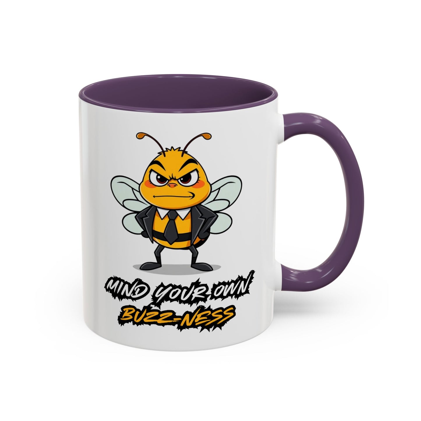 Mind Your Own Buzz-ness Accent Coffee Mug | Funny Bee Gift for Coffee Lovers, Bee Lover Mug, Humorous Kitchen Decor, Perfect for Gifts, Spring Time