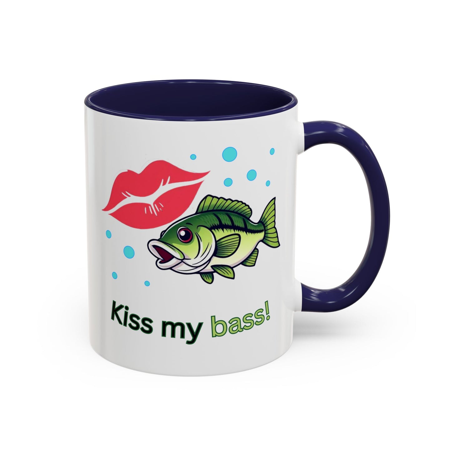 Funny Fishing Mug, Kiss My Bass Coffee Cup, Great for Anglers, Unique Gift for Dad, Humorous Fishing Lover Present, 11oz