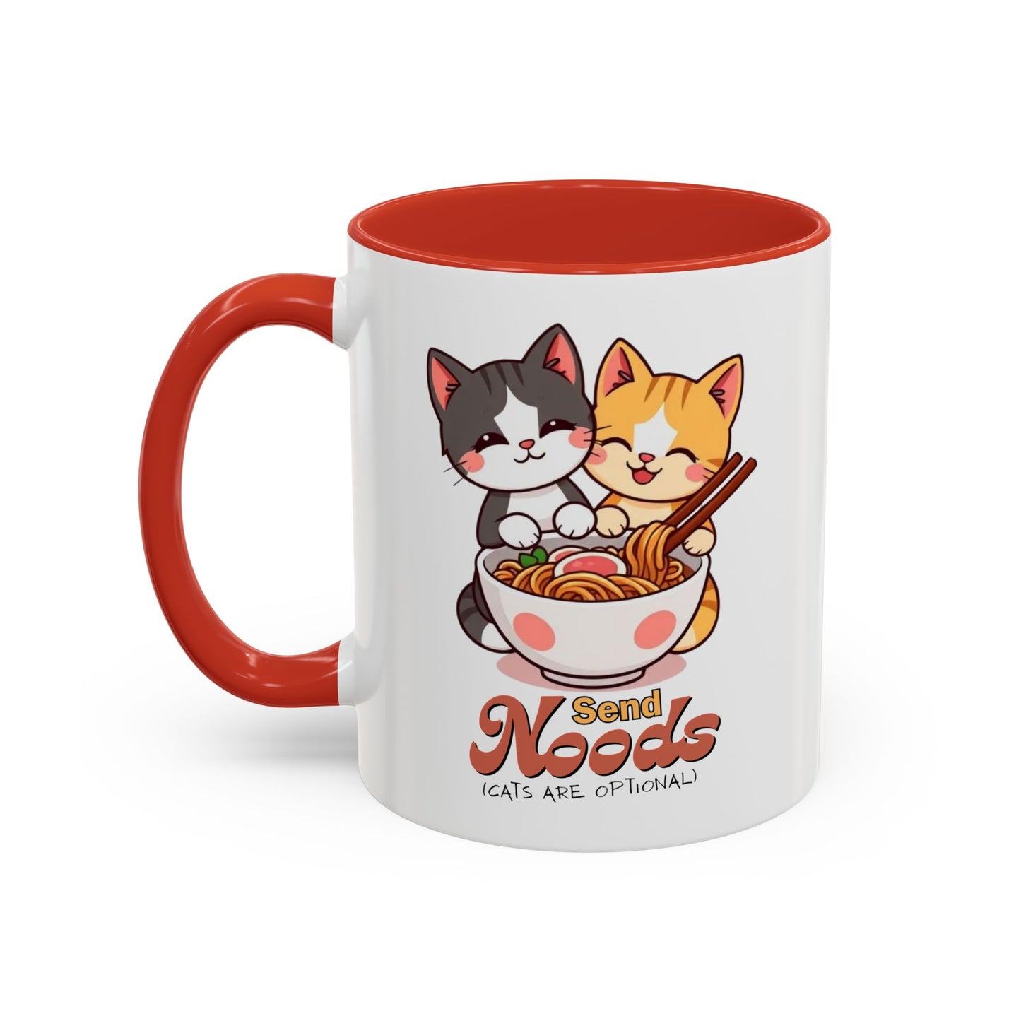 Cute Cat-Themed Coffee Mug, Send Noods Mug, Fun Gift for Cat Lovers, Unique Kitchen Decor, Perfect for Birthdays or Holidays