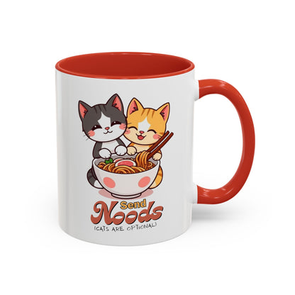 Cute Cat-Themed Coffee Mug, Send Noods Mug, Fun Gift for Cat Lovers, Unique Kitchen Decor, Perfect for Birthdays or Holidays