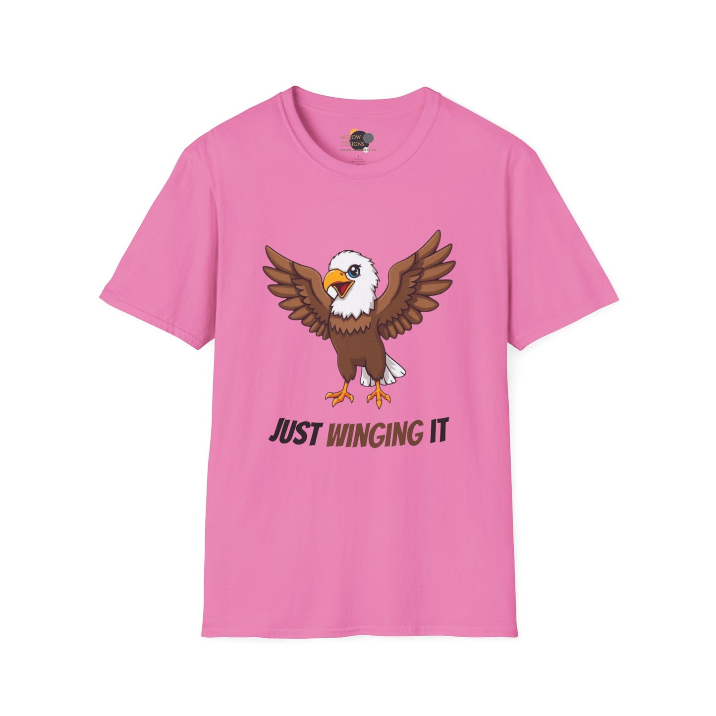 Unisex Softstyle T-Shirt, Just Winging It Tee, Casual Bird Graphic Shirt, Funny Gift for Bird Lovers, Inspirational Apparel