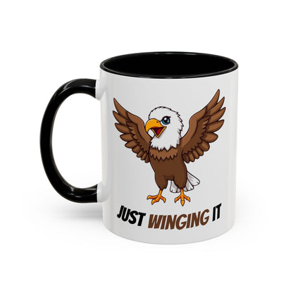 Just Winging It Coffee Mug - Fun Eagle Design, Motivational Mug, Perfect for Gifts, Coffee Lovers, Home Office, Quirky Drinkware