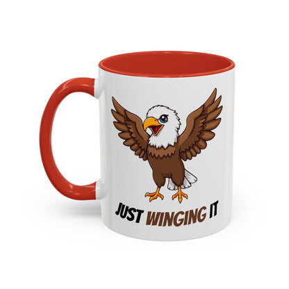 Just Winging It Coffee Mug - Fun Eagle Design, Motivational Mug, Perfect for Gifts, Coffee Lovers, Home Office, Quirky Drinkware
