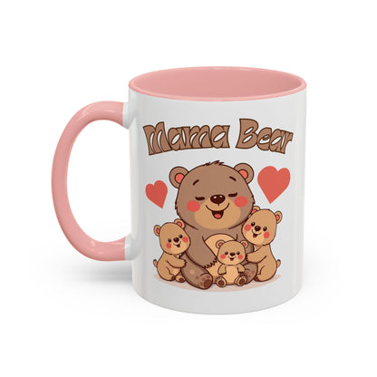 Mama Bear Accent Coffee Mug – Perfect Gift for Moms, Cute Bear Design, Tea or Coffee Lover, Mother’s Day, Birthday, Baby Shower