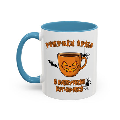 Halloween Pumpkin Spice Coffee Mug, Spooky Gift for Fall, Black Handle, Autumn Decor, Seasonal Coffee Cup