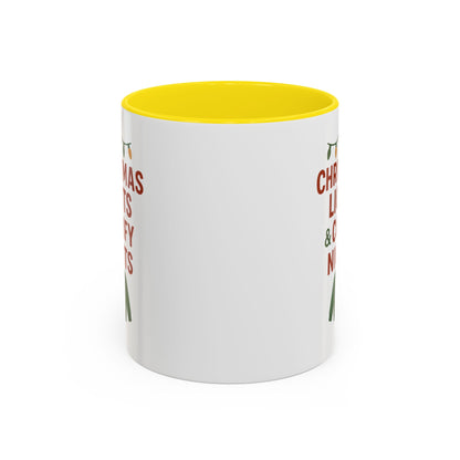 Christmas Lights & Comfy Nights Accent Coffee Mug — Holiday Cozy Sweater Tea Cup