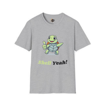 Shell Yeah! Unisex Softstyle T-Shirt, Cute Turtle Tee, Animal Lover Apparel, Gift for Kids and Adults, Fun Summer Shirt, Cartoon Graphic Tee