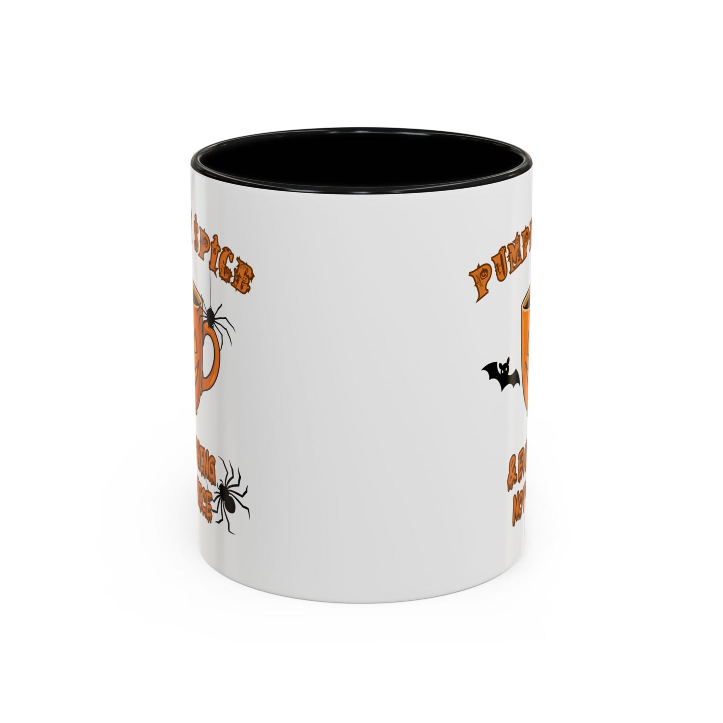Halloween Pumpkin Spice Coffee Mug, Spooky Gift for Fall, Black Handle, Autumn Decor, Seasonal Coffee Cup