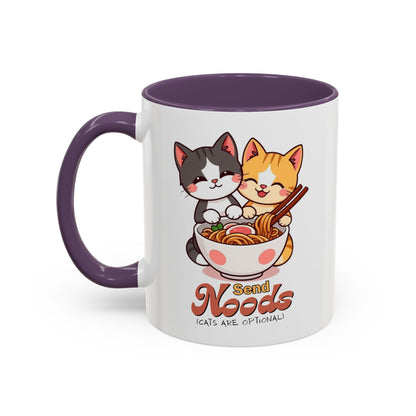 Cute Cat-Themed Coffee Mug, Send Noods Mug, Fun Gift for Cat Lovers, Unique Kitchen Decor, Perfect for Birthdays or Holidays