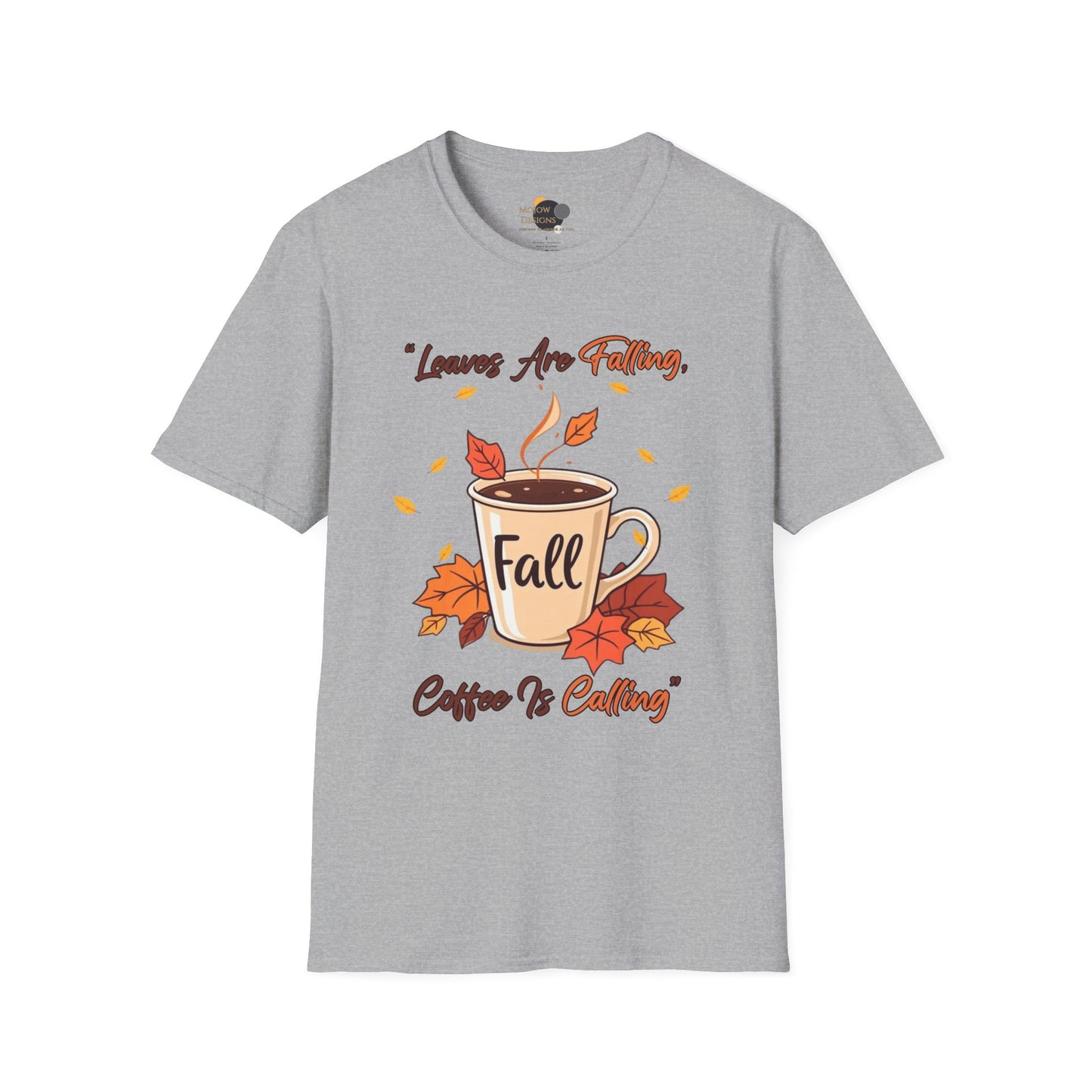 Fall-themed Unisex Softstyle T-Shirt, Cozy Autumn Top, Gift for Coffee Lovers, Seasonal Apparel, Perfect for Thanksgiving