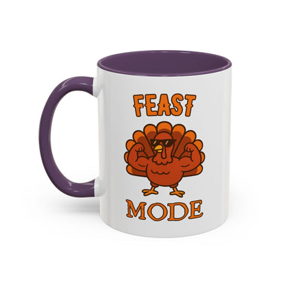 Thanksgiving Feast Mode Coffee Mug, Fun Turkey Mug, Holiday Coffee Cup, Unique Gift for Food Lovers, Fall Celebration Drinkware