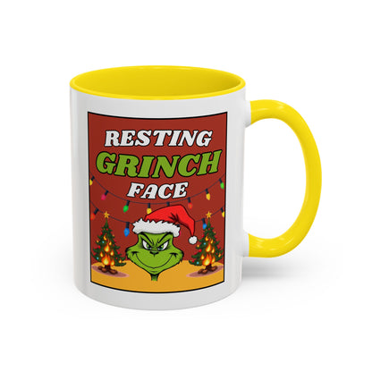 Resting Grinch Face Coffee Mug — Holiday Funny Christmas Mug