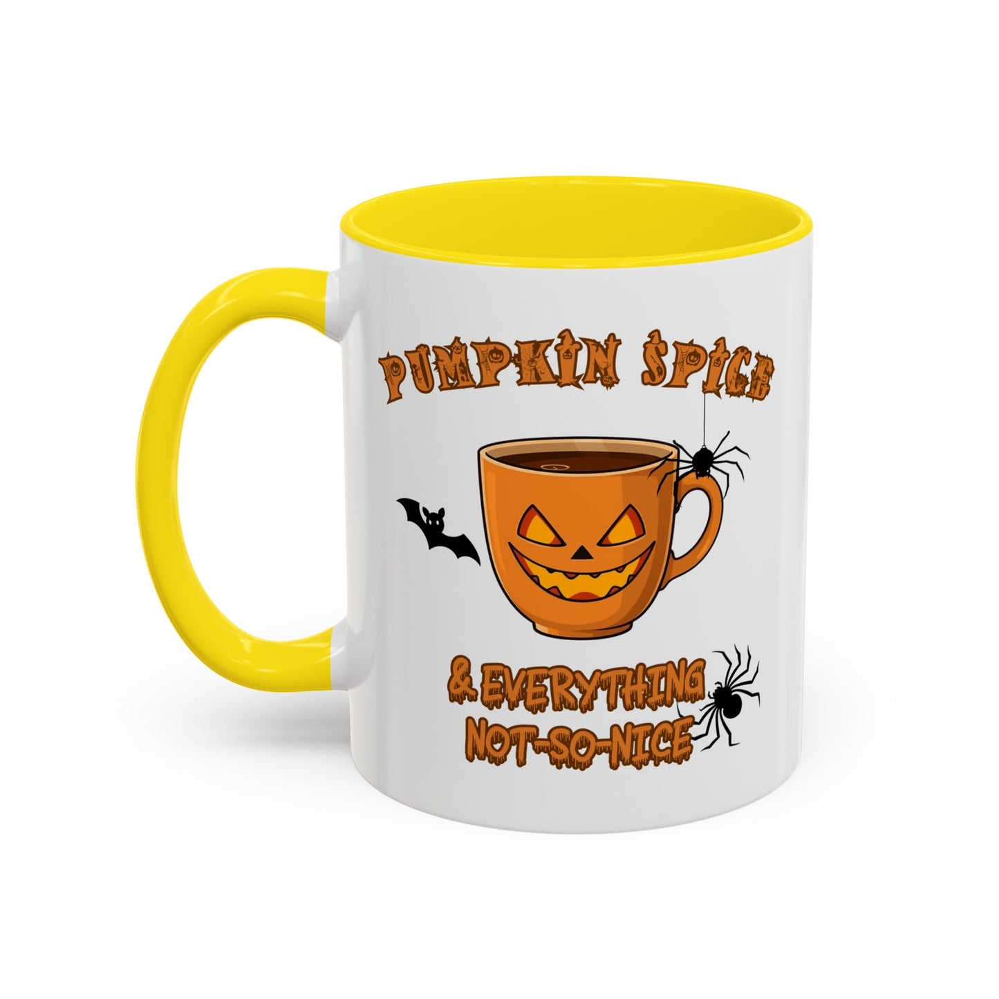 Halloween Pumpkin Spice Coffee Mug, Spooky Gift for Fall, Black Handle, Autumn Decor, Seasonal Coffee Cup