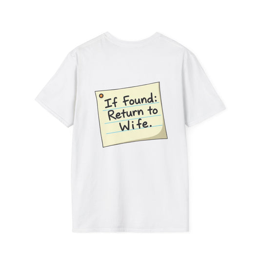 Return To Wife T-Shirt, Funny Husband Shirt, Gift for Him, Humor Apparel, Quirky Tee, Anniversary Present, Casual Wear