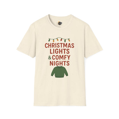 Christmas Lights & Comfy Nights T-Shirt — Cozy Holiday Graphic Tee