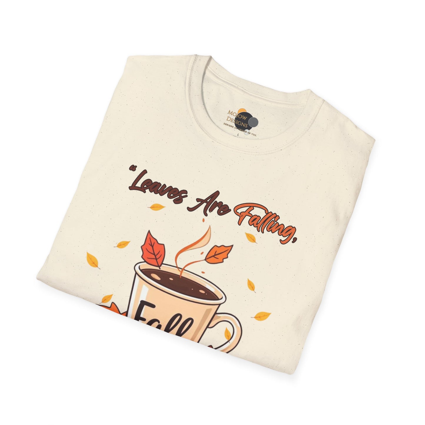 Fall-themed Unisex Softstyle T-Shirt, Cozy Autumn Top, Gift for Coffee Lovers, Seasonal Apparel, Perfect for Thanksgiving