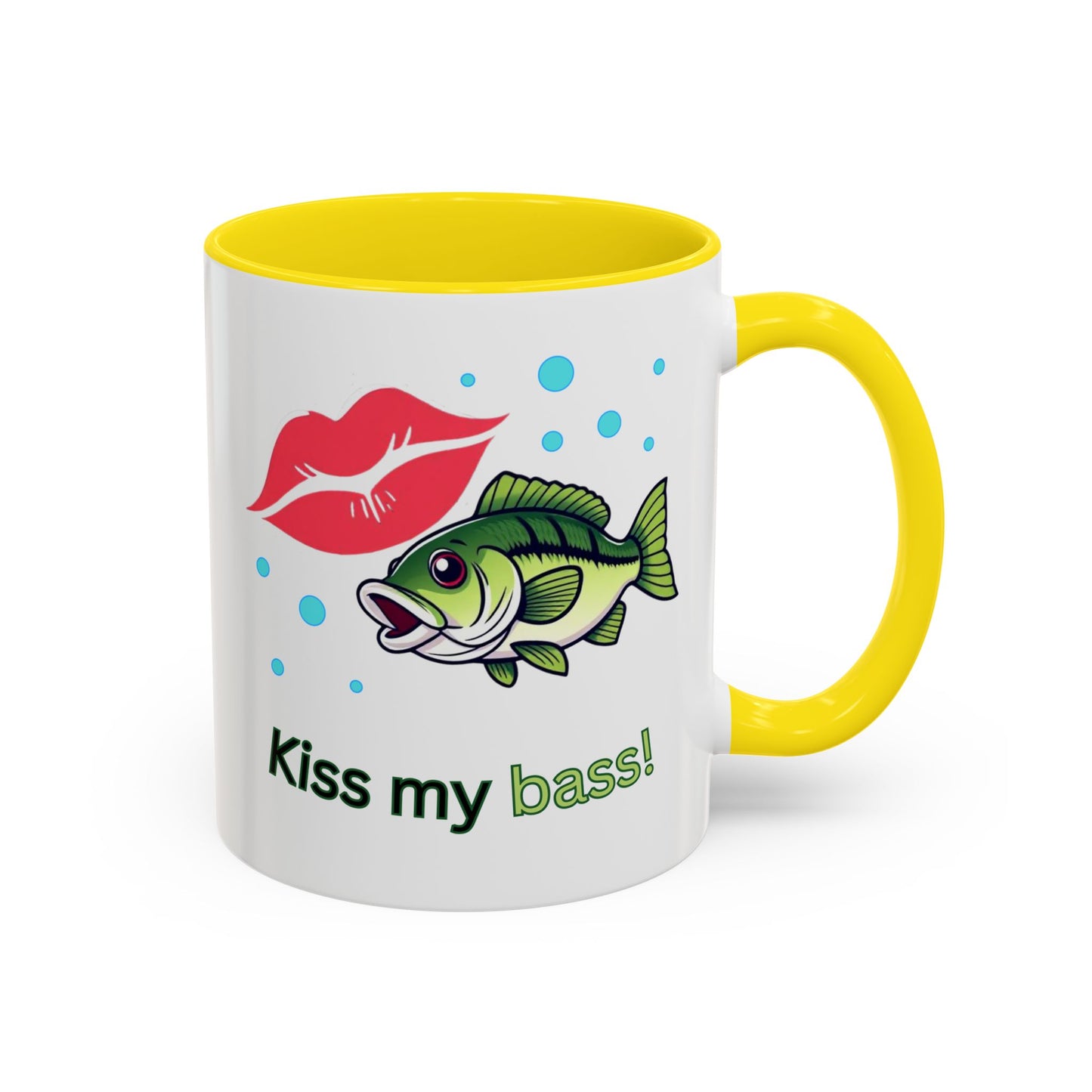 Funny Fishing Mug, Kiss My Bass Coffee Cup, Great for Anglers, Unique Gift for Dad, Humorous Fishing Lover Present, 11oz