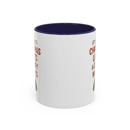 Christmas Lights & Comfy Nights Accent Coffee Mug — Holiday Cozy Sweater Tea Cup
