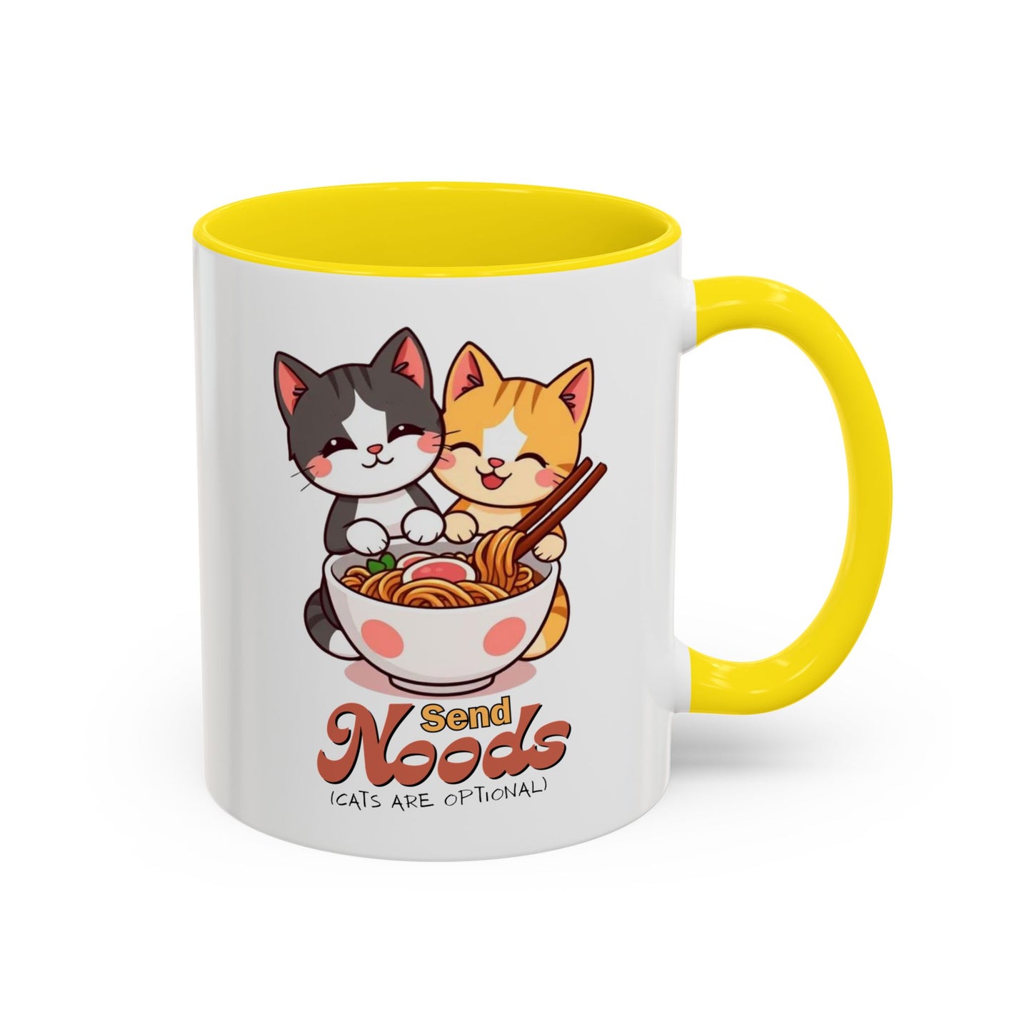 Cute Cat-Themed Coffee Mug, Send Noods Mug, Fun Gift for Cat Lovers, Unique Kitchen Decor, Perfect for Birthdays or Holidays