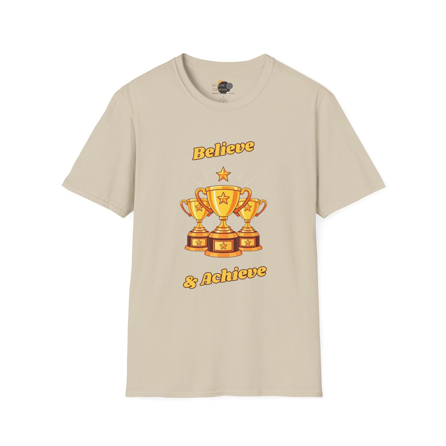 Believe & Achieve Motivational T-Shirt, Unisex Casual Tee, Perfect for Achievers, Gift for Graduations, Sports Events, or Daily Inspiration