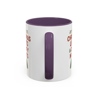 Christmas Lights & Comfy Nights Accent Coffee Mug — Holiday Cozy Sweater Tea Cup