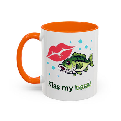 Funny Fishing Mug, Kiss My Bass Coffee Cup, Great for Anglers, Unique Gift for Dad, Humorous Fishing Lover Present, 11oz