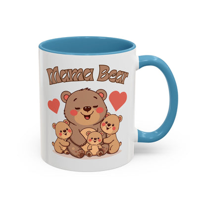 Mama Bear Accent Coffee Mug – Perfect Gift for Moms, Cute Bear Design, Tea or Coffee Lover, Mother’s Day, Birthday, Baby Shower