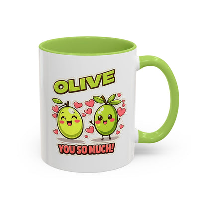 Olive You So Much Accent Coffee Mug, Valentines Day