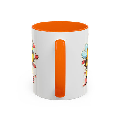 Bee Mine Accent Coffee Mug — Cute Valentine Bee Design