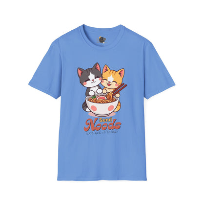 Cute Cat Noodle Lovers Unisex Softstyle T-Shirt, Pet Lover Gift, Casual Top, Fun Gift for Foodies, Anime Inspired Tee